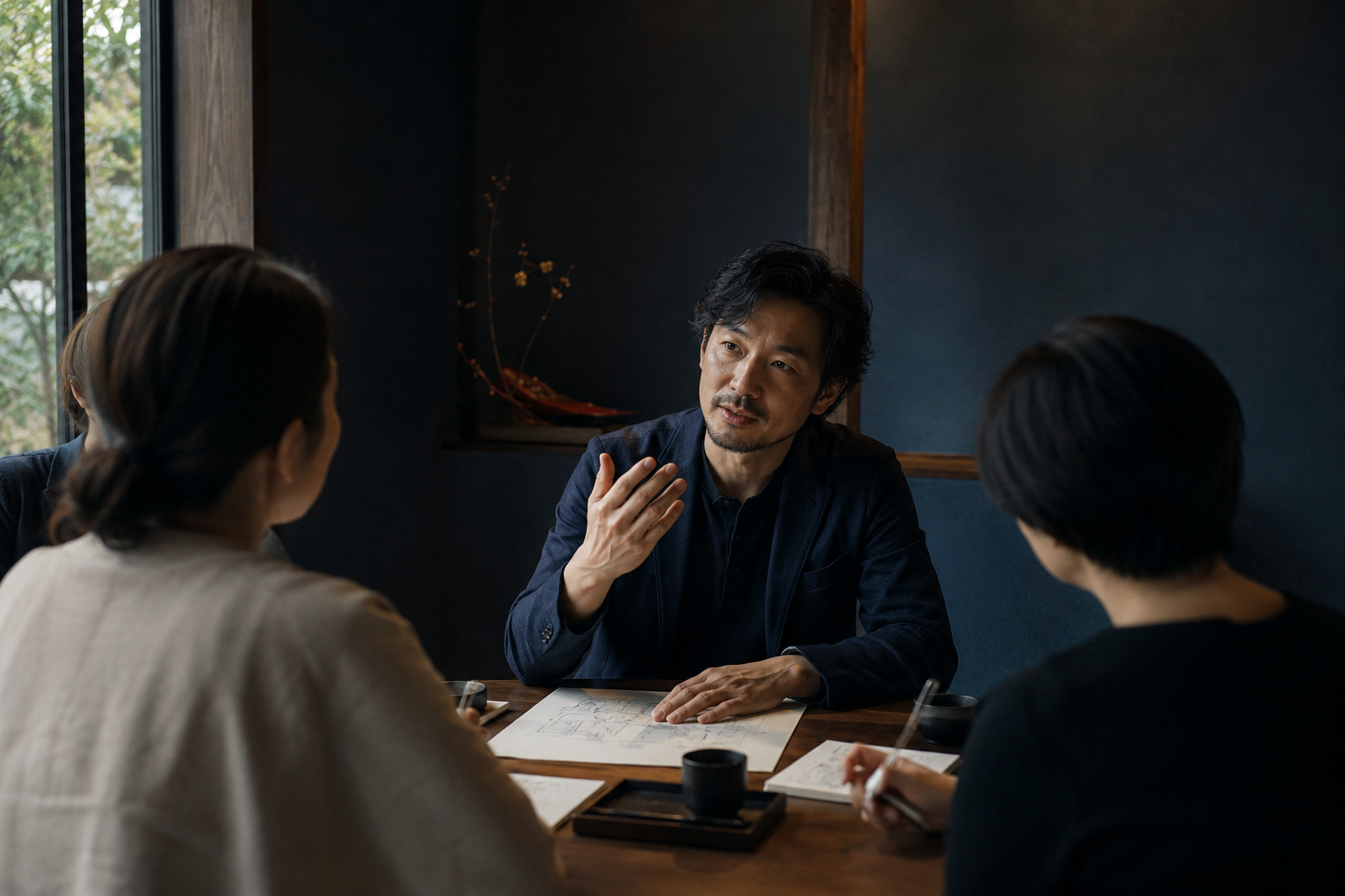 専門家が少人数へ知見を伝える様子